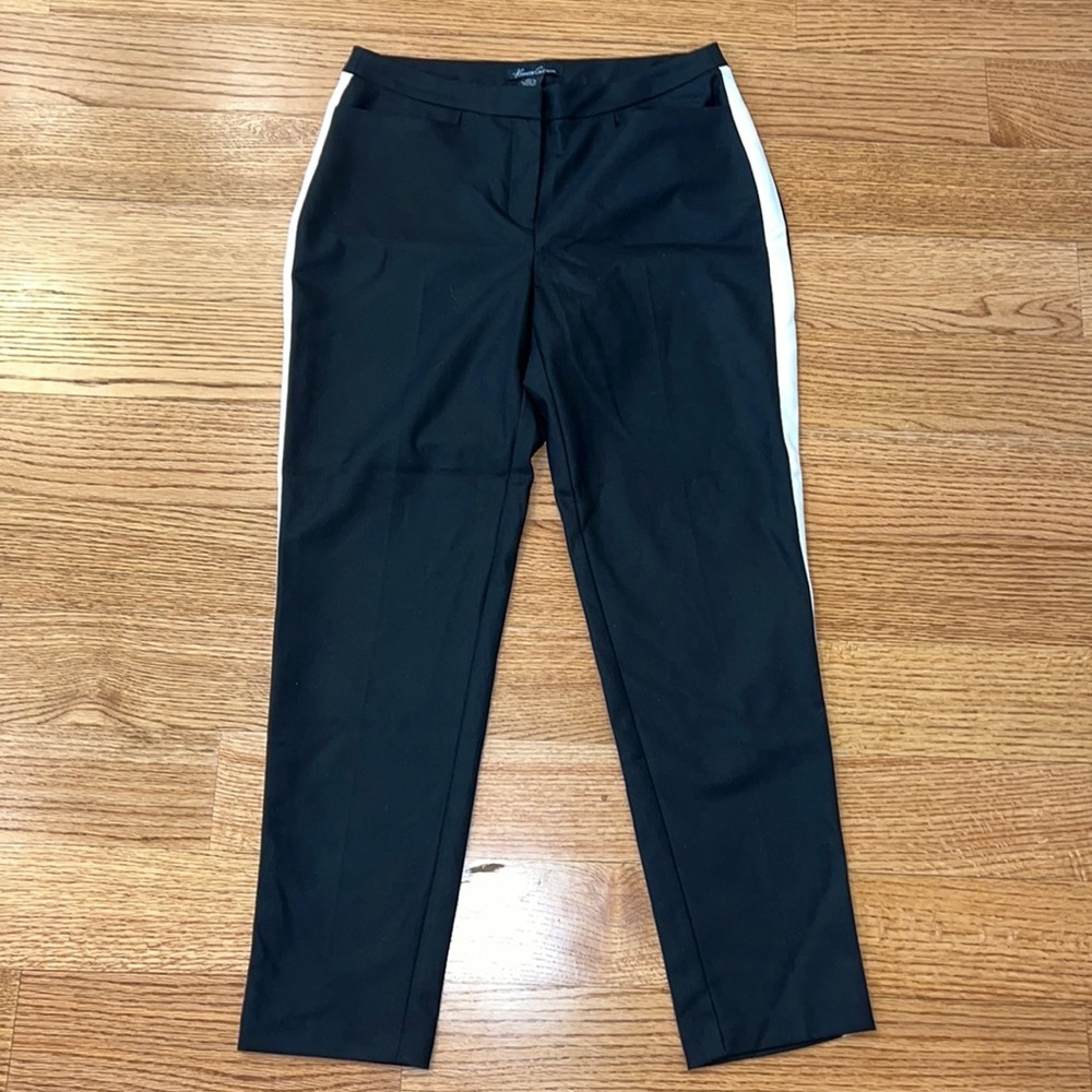 Nwt KENNETH COLE BLACK PANTS WITH WHITE SIDE STRIPE SIZE US 6 UK 10